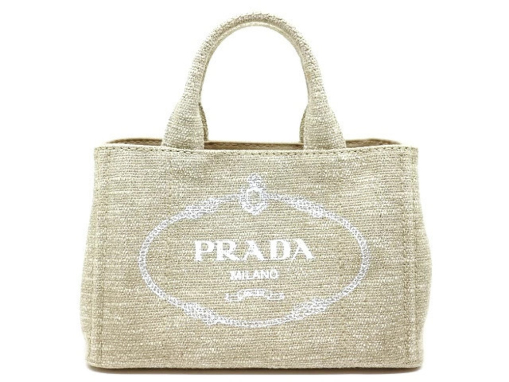 Prada Canapa Tote Bag Beige Cream